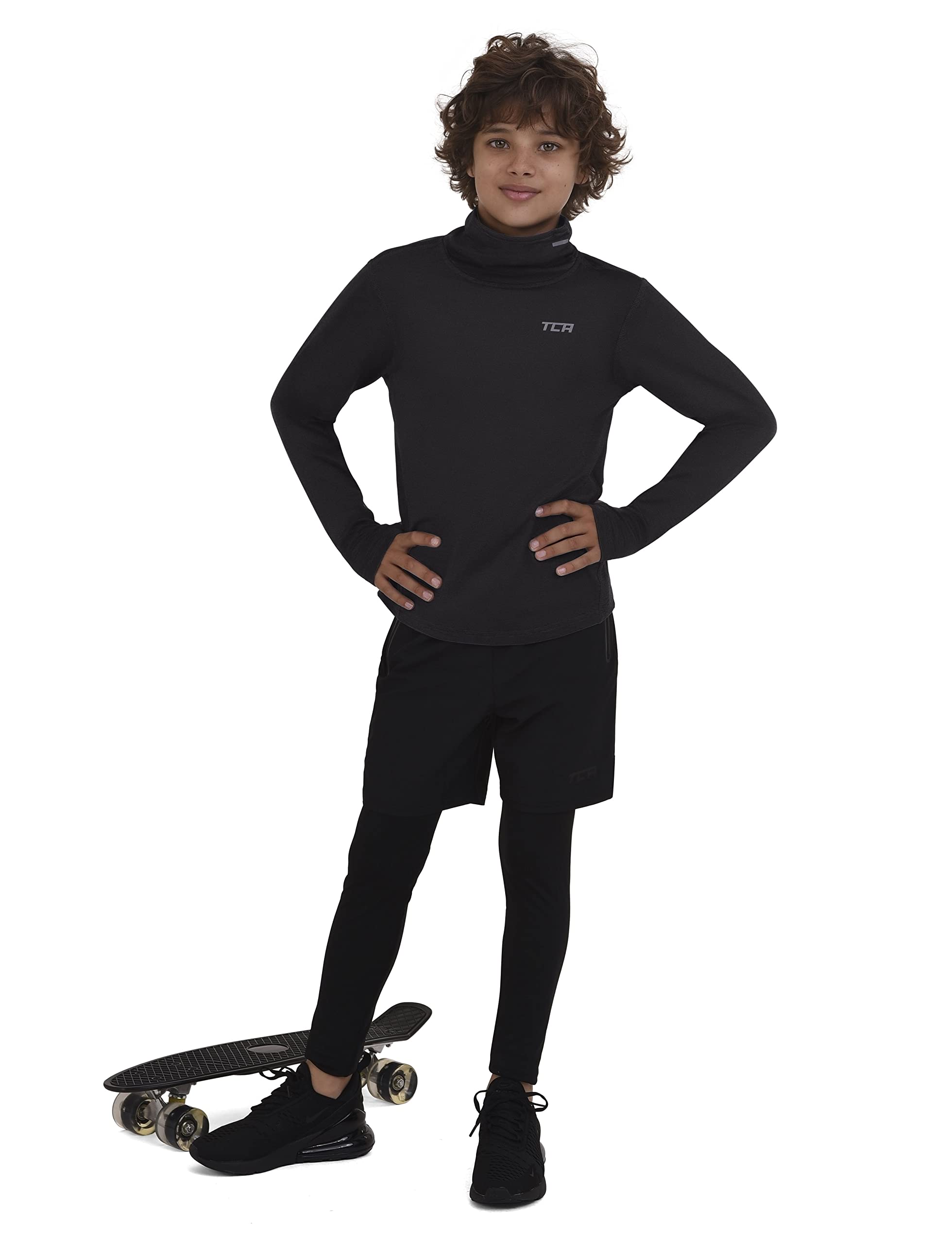 TCA Warm-Up da Bambino Maglia a Collo Alto da Corsa Termico a Maniche Lunghe