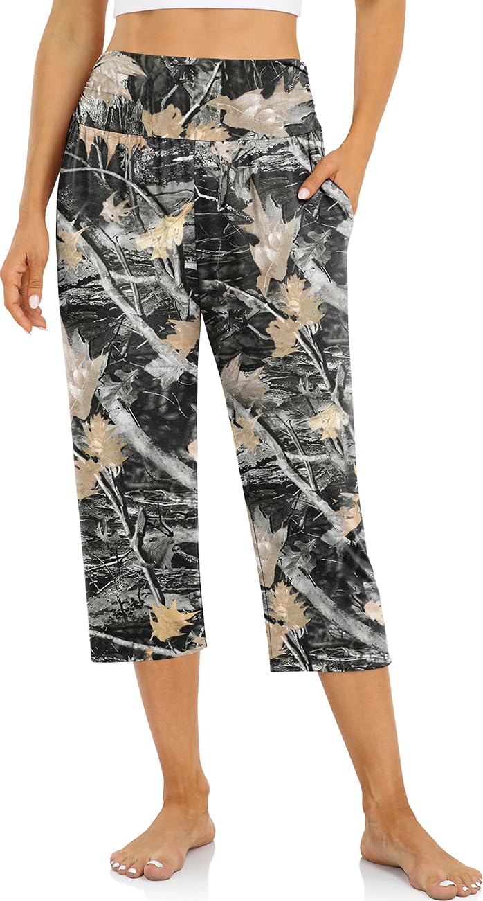 UEU Women's Yoga Capri Pants Loose Soft Drawstring Workout Sweatpants