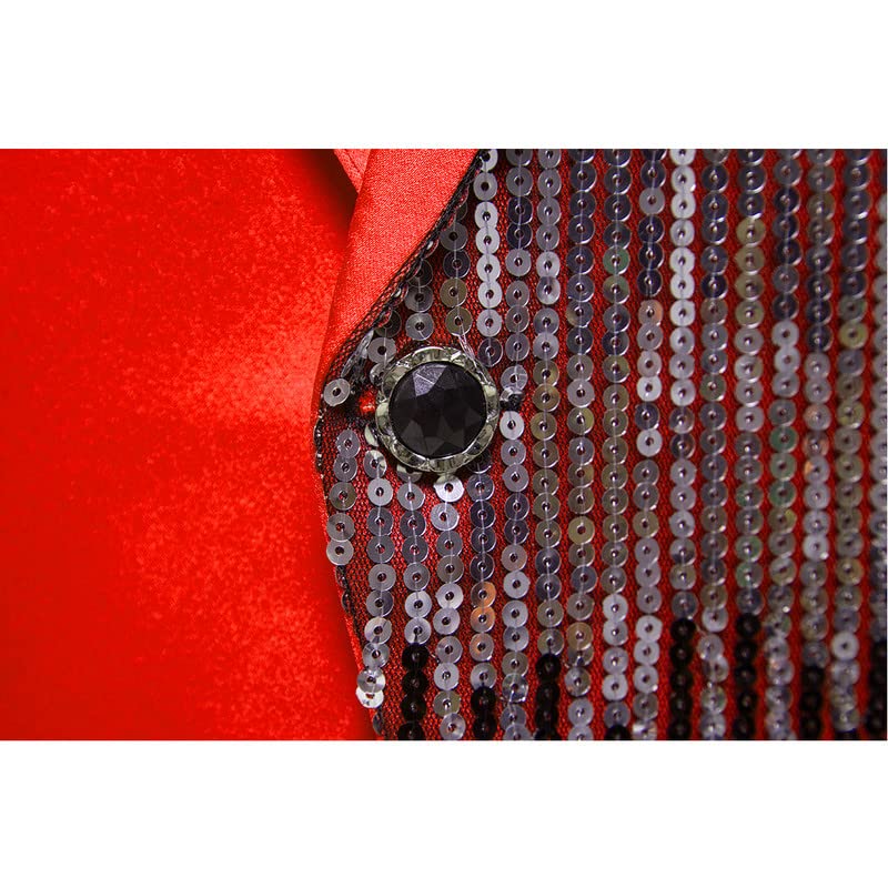 Men's 2 Pieces Sequin Suit Slim Fit Jackets Luxury Prom Tuxedo Party Blazer Pants Set4