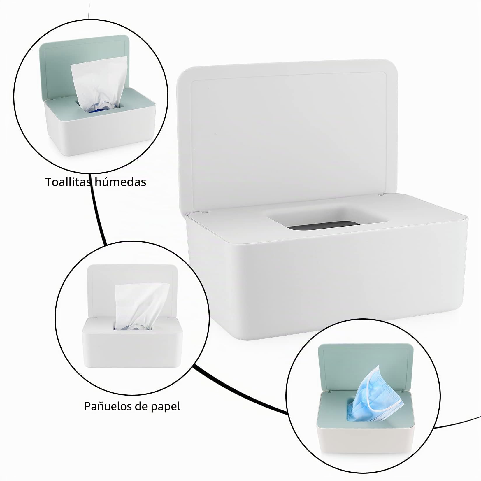 2 Piezas Caja para Toallitas Húmedas, Toallitas Dispensador, Caja de Servilletas, Dispensador de Toallitas Pañal Caja, Caja de Almacenamiento para Tejidos de Bebé