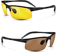 Vista 1 de BLUPOND Juego de 2 lentes de conducción de día y noche HD - Gafas de sol polarizadas y gafas de visión nocturna amarillas con soporte para clip