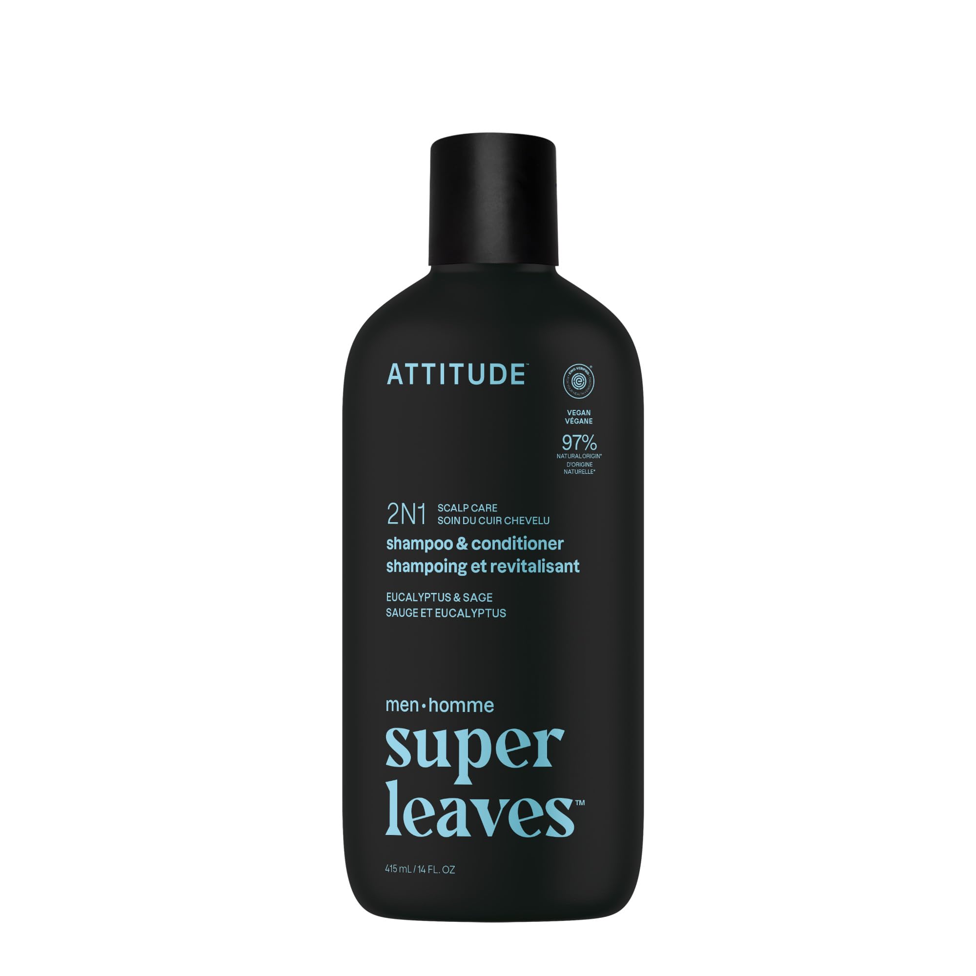 Super leaves Champú y acondicionador 2 en 1 - Eucalipto y salvia, Attitude, 415mL