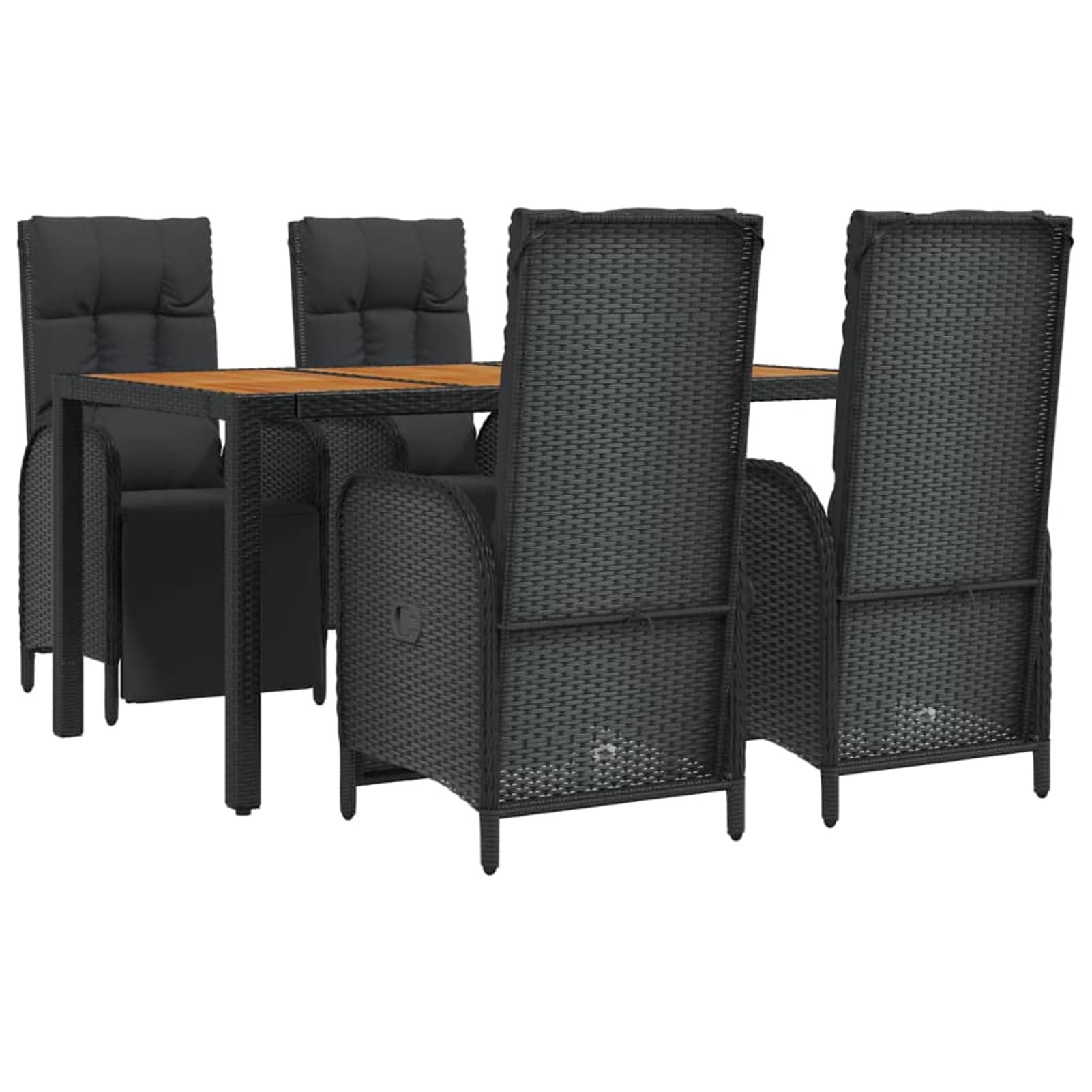 3185076 Set da Pranzo da Giardino 5 pz Nero con Cuscini in Polyrattan Testata in Legno,Testata Letto Matrimoniale Muebles Dormitorio Spalliera Letto Testiere per Letto Matrimoniale