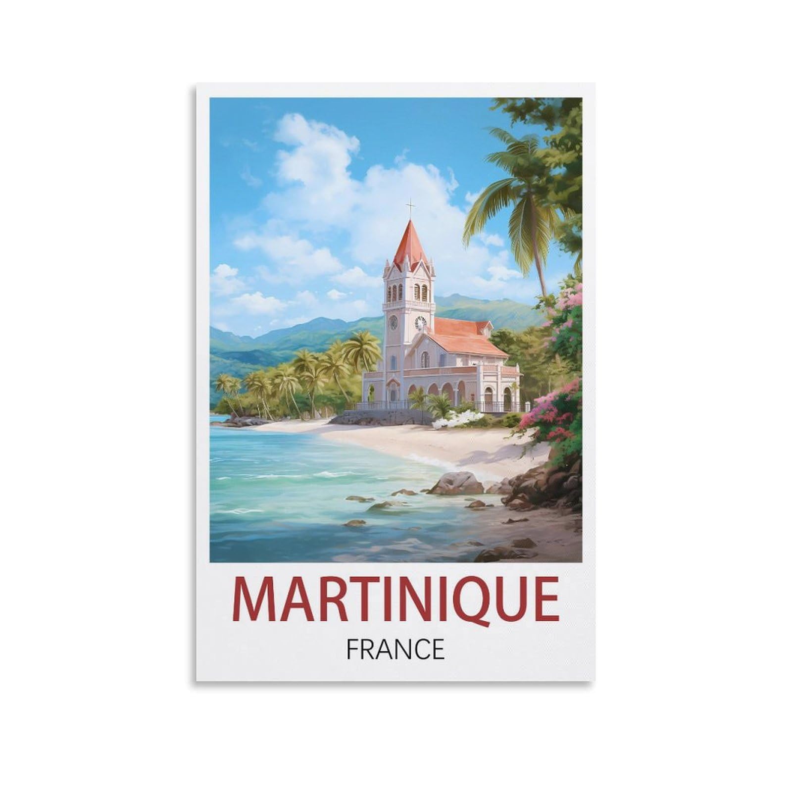 EZMLFA 5D Diamond Painting Kits,Martinique France,Diamond Painting Kits for Beginners Round Full Drill Painting with Diamonds Gem Art for Home Wall Decor 50x60cm