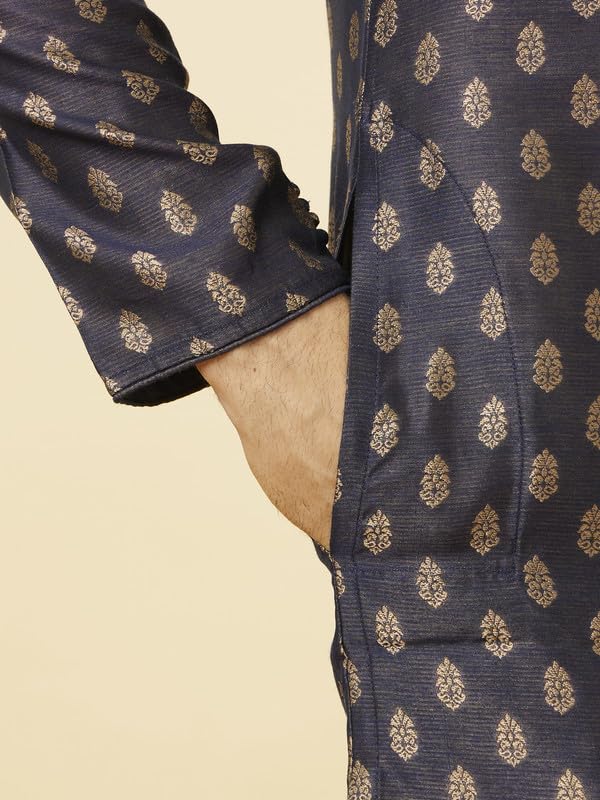 Image of Manyavar Men's Jacquard Hand Embroidered Kurta Set (2pcs)