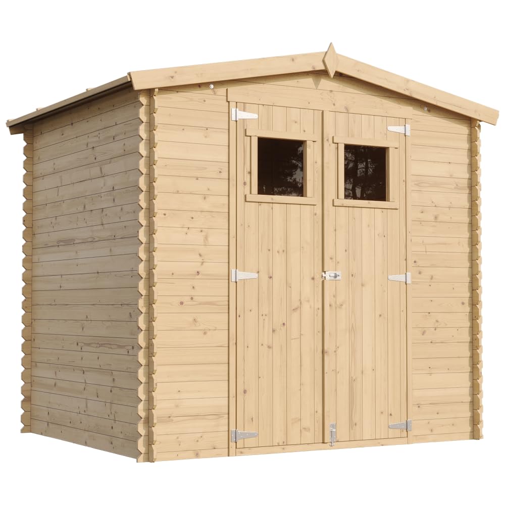 Casetta da Giardino in Legno per Esterni - L226xL236xA218 cm/ 4,33 m2 - Piccola Casetta in Legno, Rimessa Attrezzi, Deposito Bici - TIMBELA M369