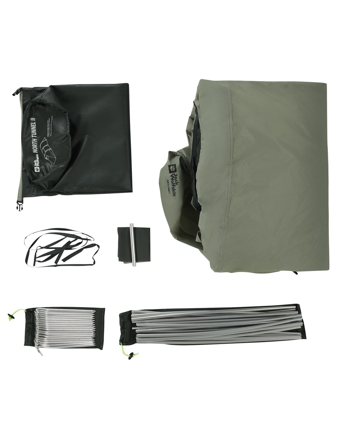 Jack Wolfskin North Tunnel II Tienda de Campaña Automática Acampada, Adultos Unisex, Islandia Moss, Talla única