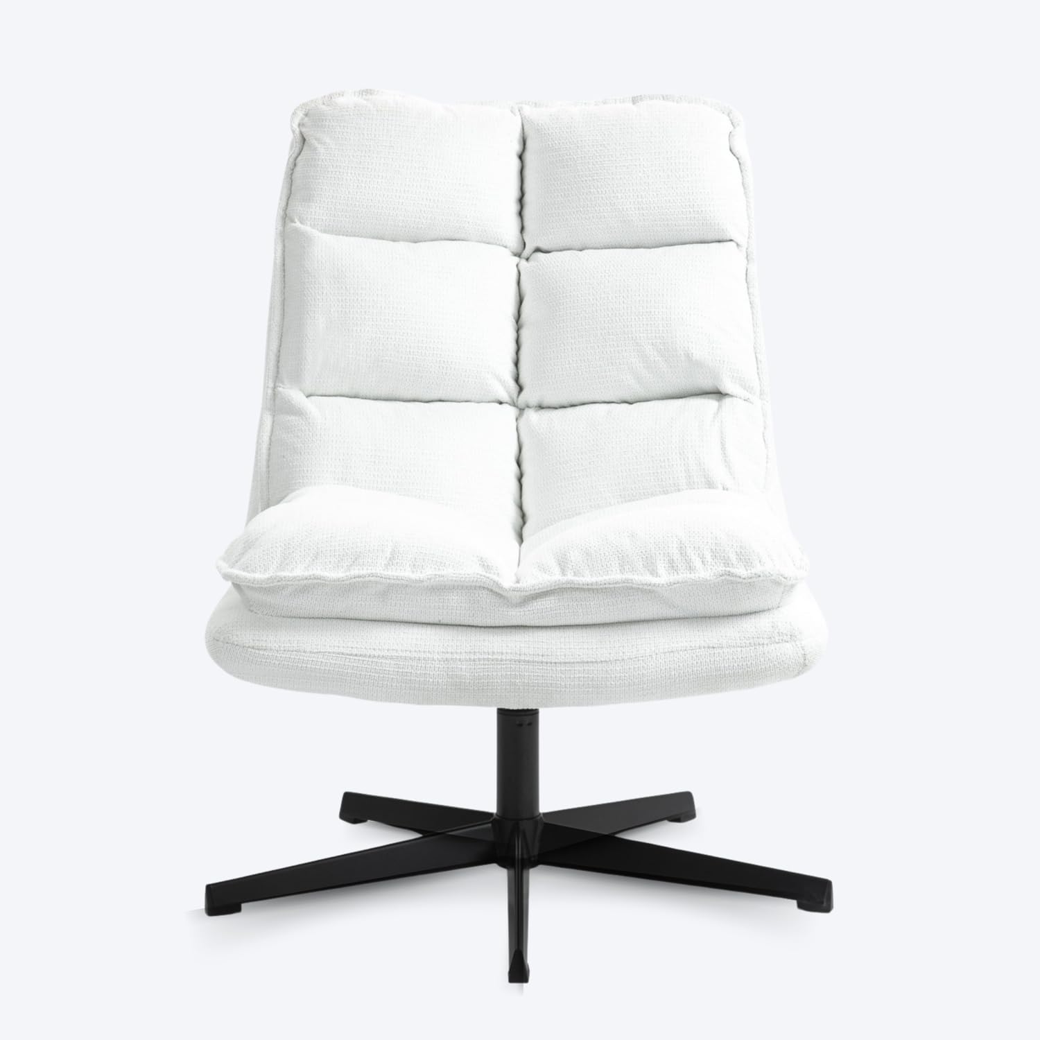 MEUBLE COSY Poltrona Imbottita Girevole a 360° Sedia da Salotto con Braccioli Poltroncina Relax con Schienale Pieghevole per Camera da Letto Soggiorno, Bianco, 65x79.5x85cm