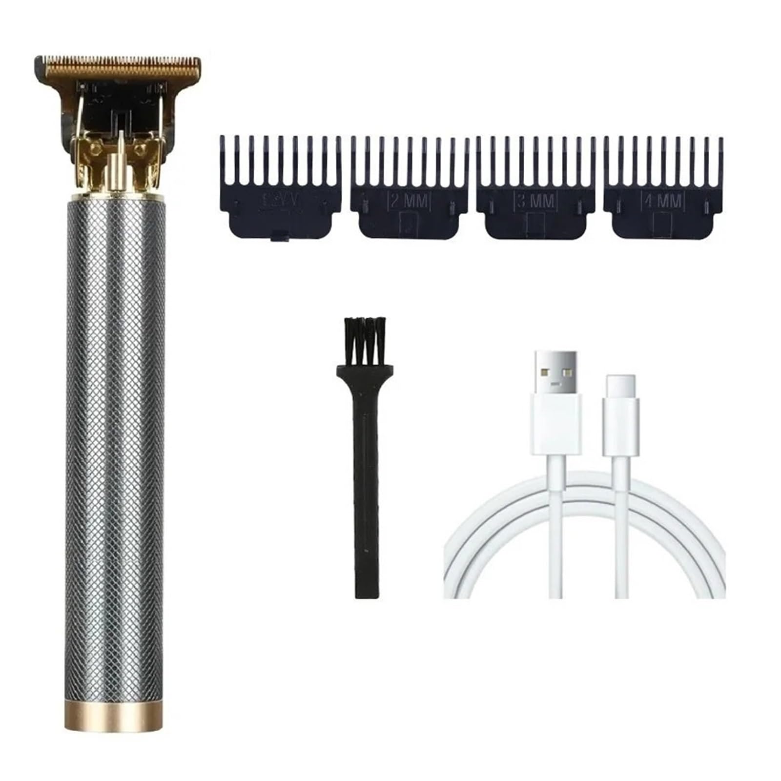 Rasoio per capelli ricaricabile T9, rasoio elettrico, professionale, per tagliare i capelli senza fili, rasatura della barba (griglia argento)
