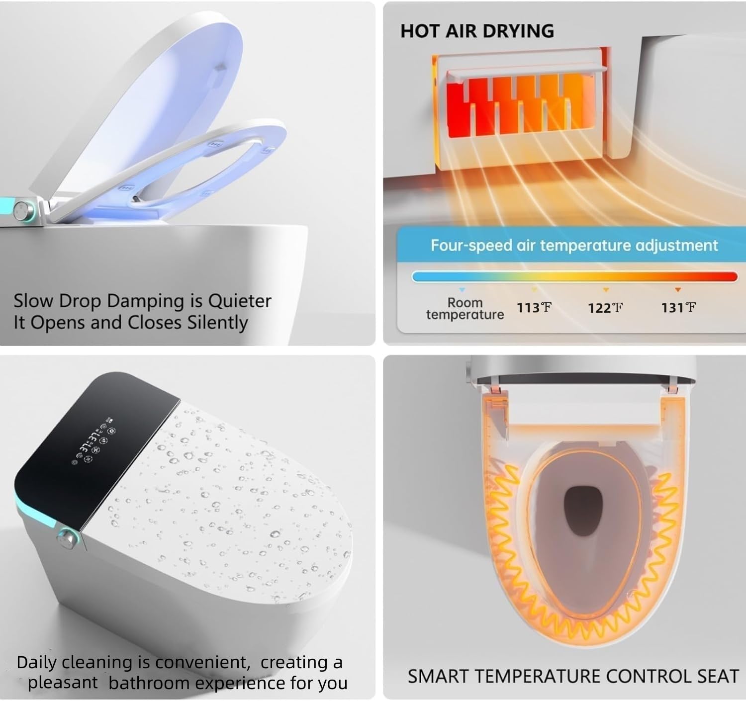 Smart Toilet with Bidet Built In with Warm Water Sprayer and Dryer, Foot Sensor Operation,Heated Seat toilet with LED Display for Bathroom,One Piece Bidet Toilet with Auto Dual Flush