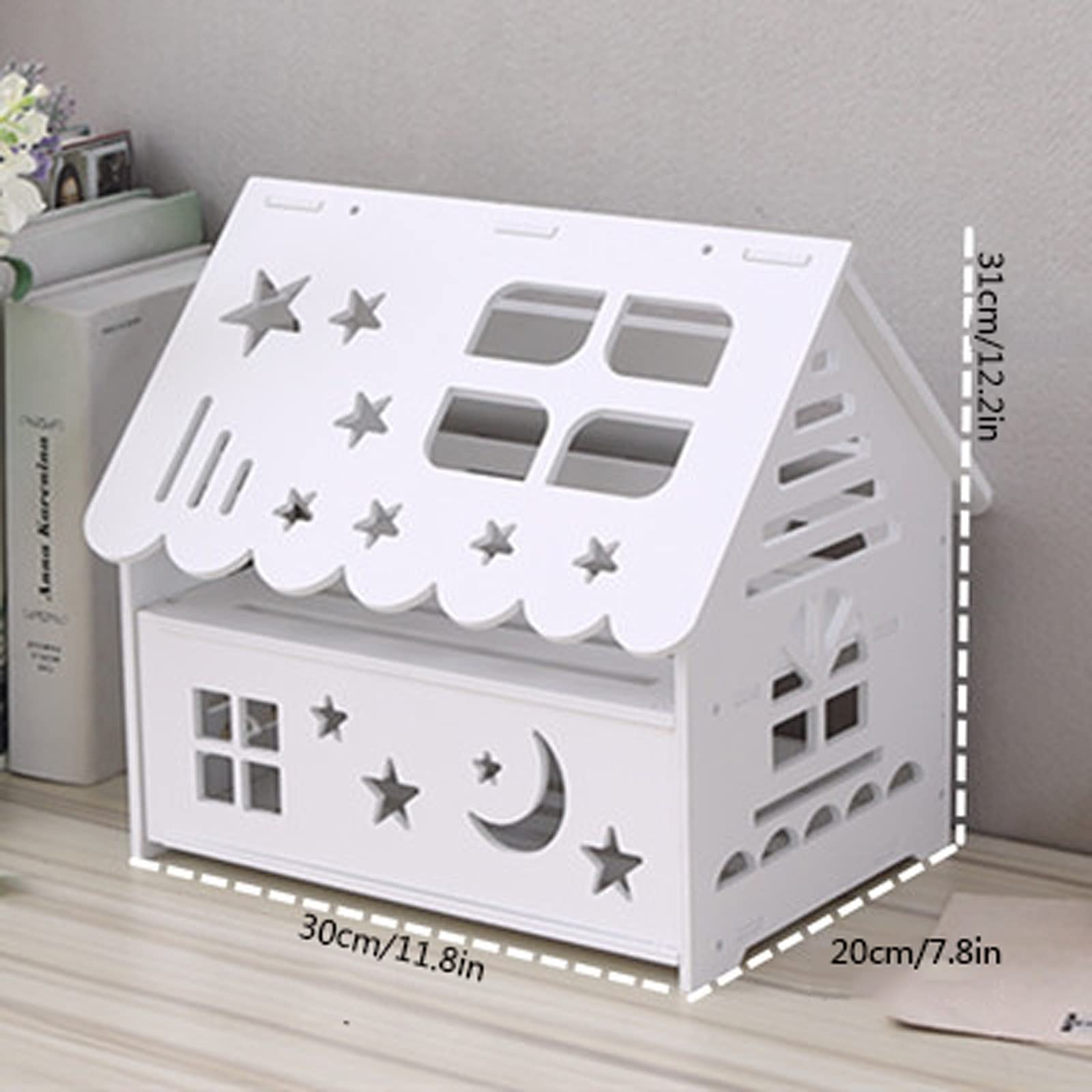 Kabelmanagement-Box Multifunktionale Kabelmanagement-Box Desktop-Router-Aufbewahrungsbox Kreative Hausform-Kabel-Organizer-Box zum Verstecken und Verbergen von Steckdosenleisten Netzkabel-Box (Size
