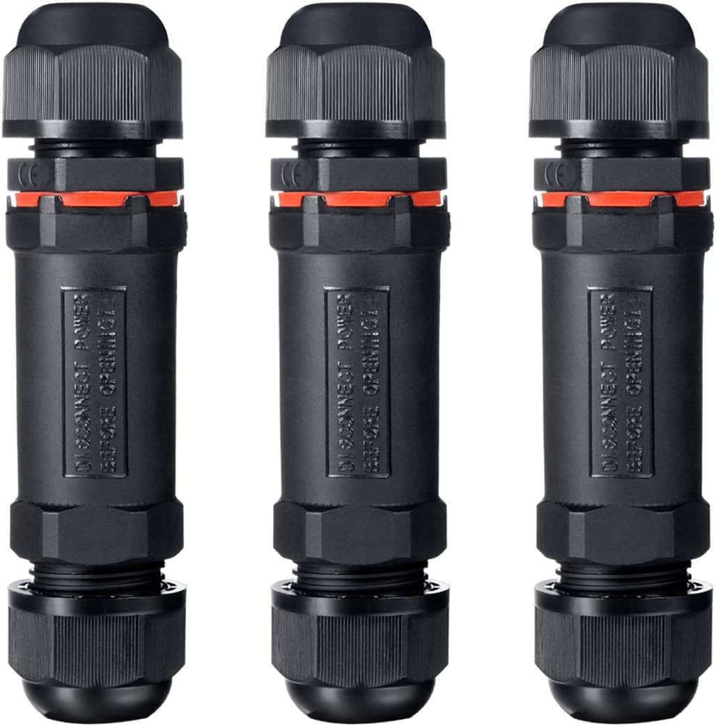 Zacfton connecting sleeve cable connector waterproof IP68 connection box for 1 mm - 13 mm cable diameter, pack of 3 in black