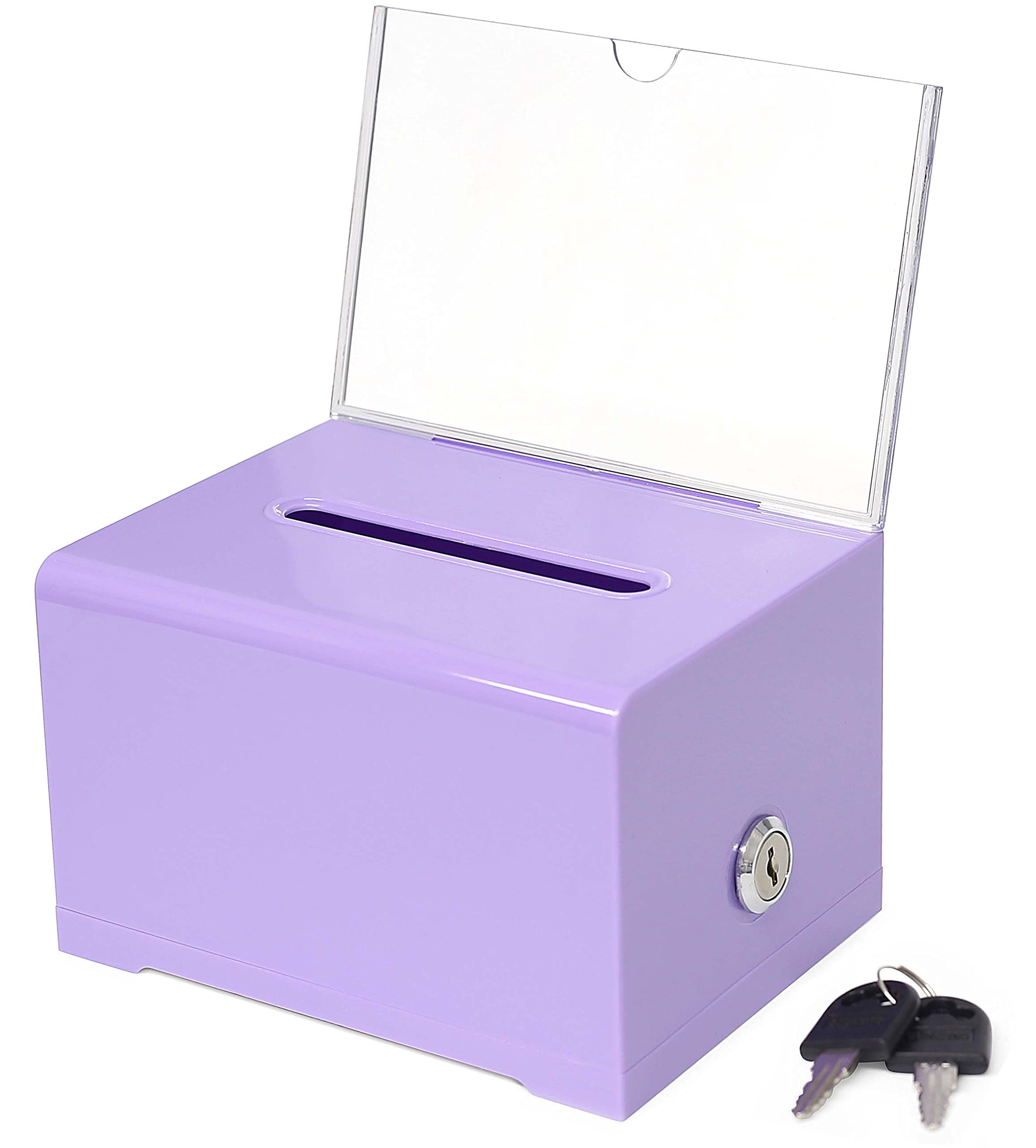 Acrylic Donation & Ballot Box With Lock - 6.25x4.75x4 Inch, Display Sign Holder, 2 Keys