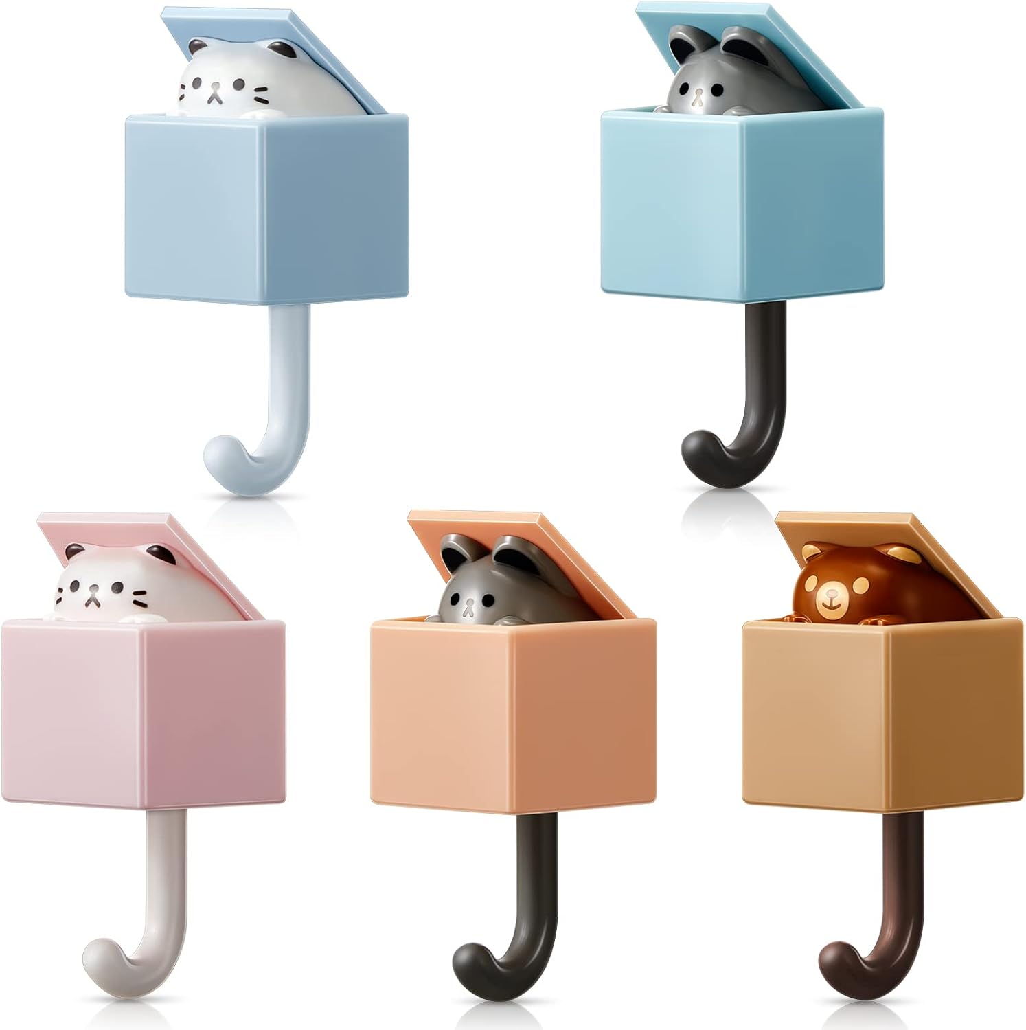 Weysat Creative Cat Key Hook (5Pcs), Cute Pet Adhesive Wall