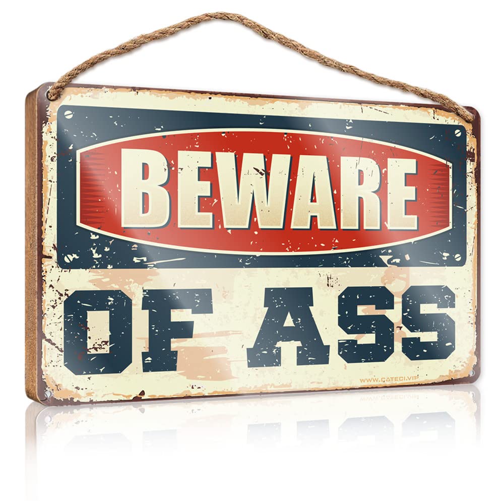YYHLEH Signs & Plaques Beware Of Ass Wooden Sign(23X35CM)
