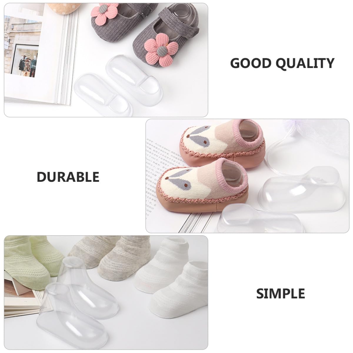BESTYASH Transparente Babyfuß Modelle 100 Stück Kunststoff Schuh Präsentationsständer für Kleinkindschuhe Formstabiler Sockehalter für Babysocken und Schuhpflege