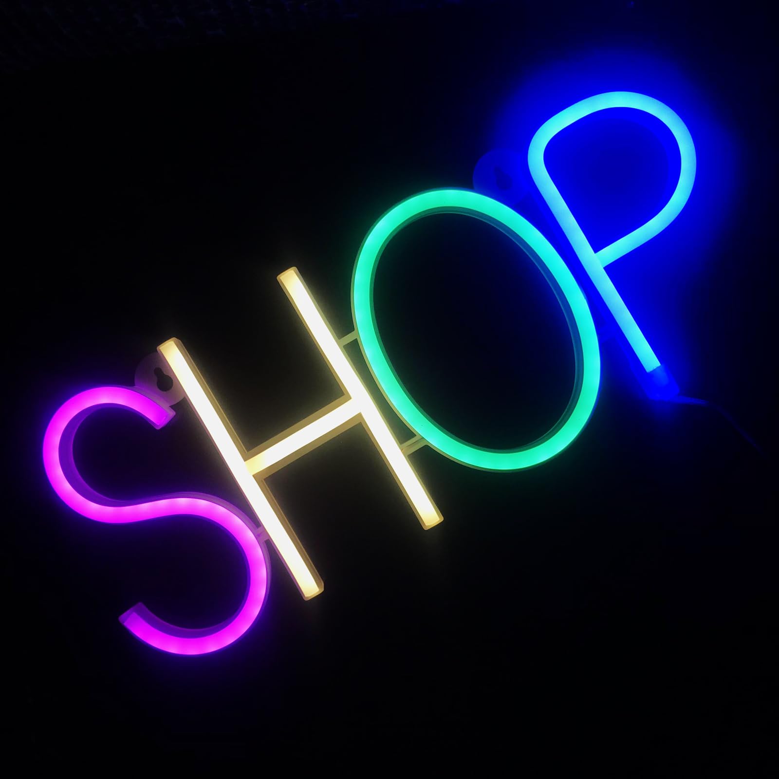 SHOP Multi Color LED Neon Commercial Signage Dimmable Open Neon Wall Decoration Suitable For SHOP Jewelry Store Trendy Brand Store Night Shop Decoration — image 1