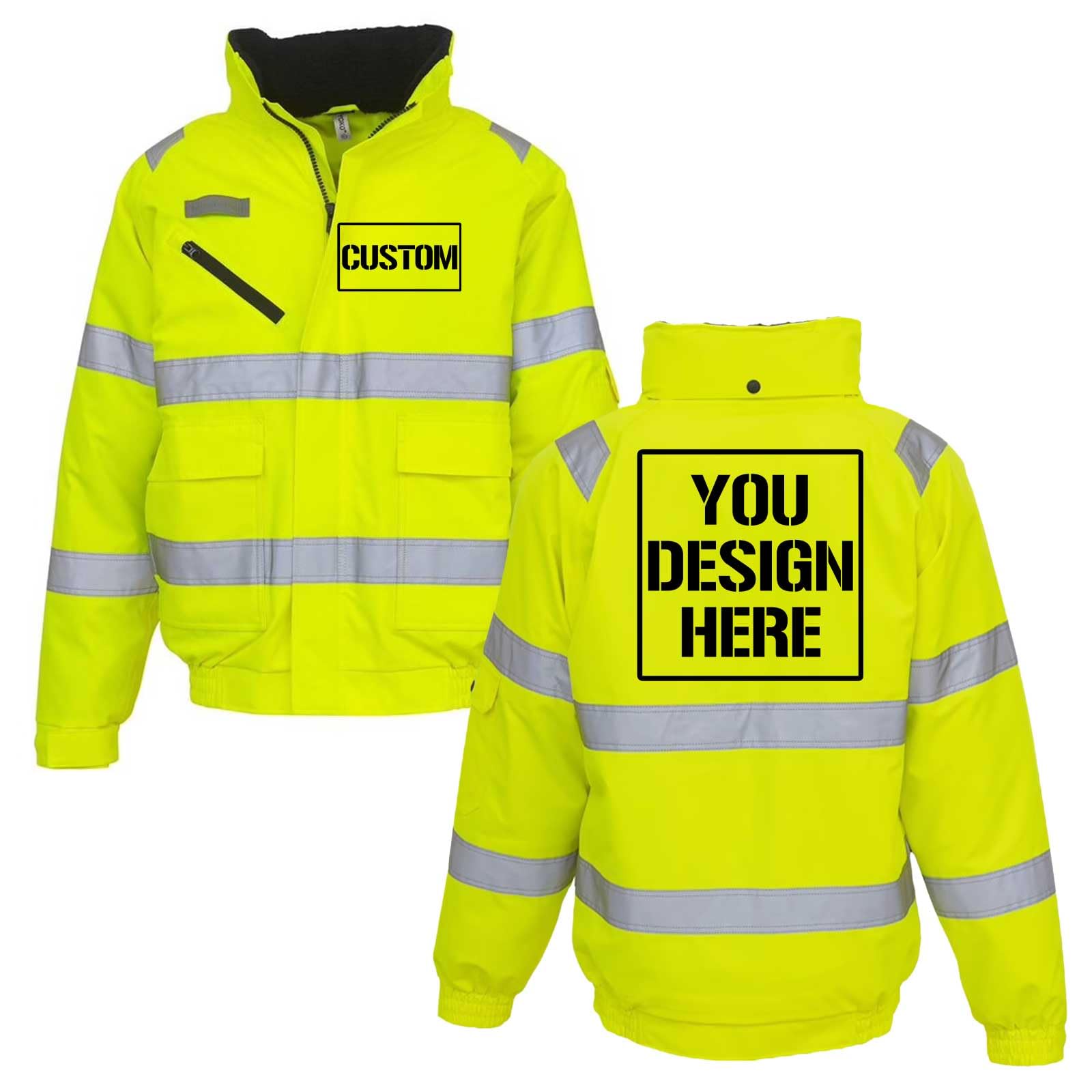 Spersonalizowana kurtka z nadrukiem, męska kurtka bomberka Hi-Vis, softshell, wysoka widoczność, bezpieczeństwo, odzież robocza, wodoodporny płaszcz roboczy