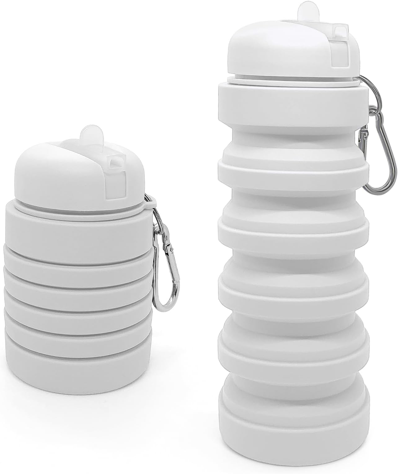 Collapsible Water Bottle 20oz, Travel Portable Sport Water Bottle, Silicone Reusable Leakproof Foldable Water Bottles for Gym Camping Outdoor Hiking, BPA Free