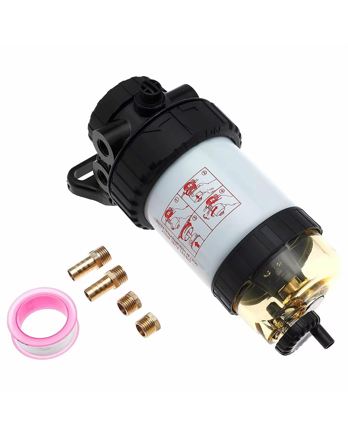 Para Conjunto De Filtro De Combustible FM100 Series 3780931M1 30 Micras | Reemplaza a BF7783-D, incluye 2 accesorios y 2 enchufes.