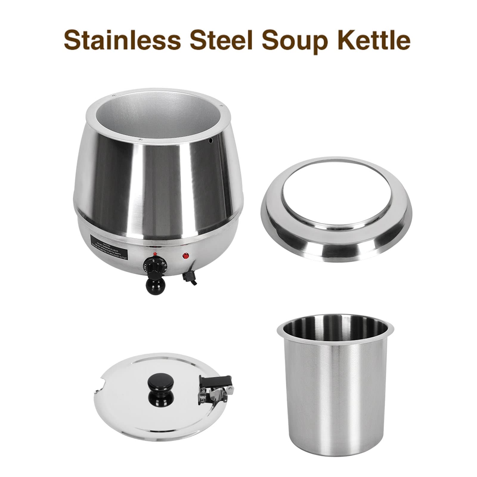 Marmite à Soupe Électrique 10L - Acier Inoxydable 304 - Chauffe Jusqu'à 85°C - Parfait Pour Buffets Et Events
