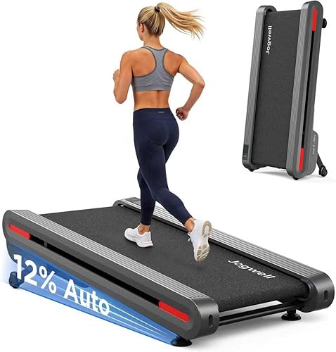 Jogwell Walking Pad Treadmill with 20%/15%/12% Auto Incline, Max 400/350lbs Capacity Treadmills for Home Office Under 35dB, Spacious Running Area,
