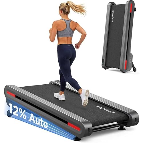 Jogwell Walking Pad Treadmill with 20%/15%/12% Auto Incline, Max 400/350lbs Capacity Treadmills for Home Office Under 35dB, Spacious Running Area, Vertical Storage, 3/3.5HP Brushless, APP