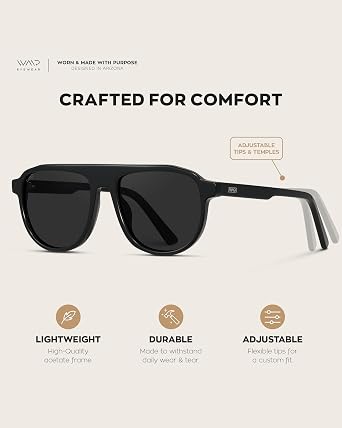 WearMe Pro Wyatt Men's Polarized Aviator Sunglasses, Geometric Bold Style