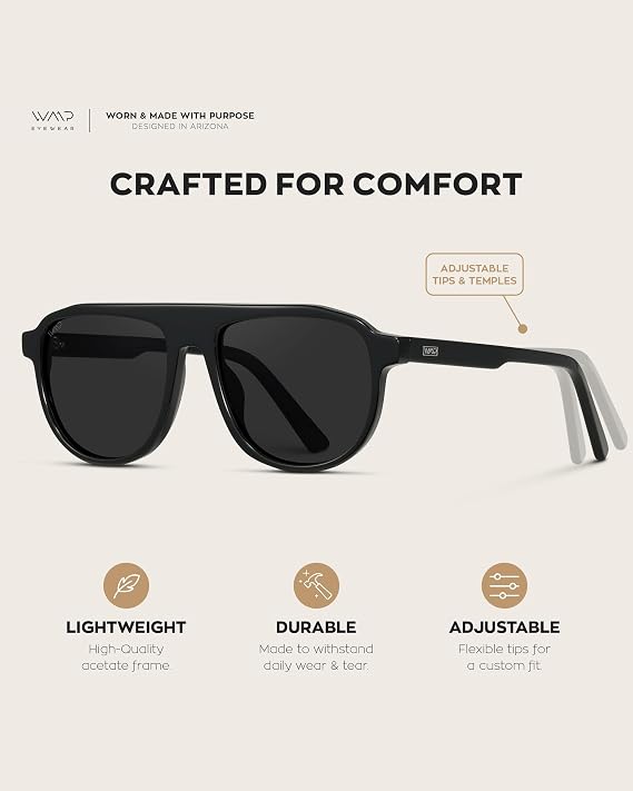WearMe Pro Wyatt Men's Polarized Aviator Sunglasses, Geometric Bold Style