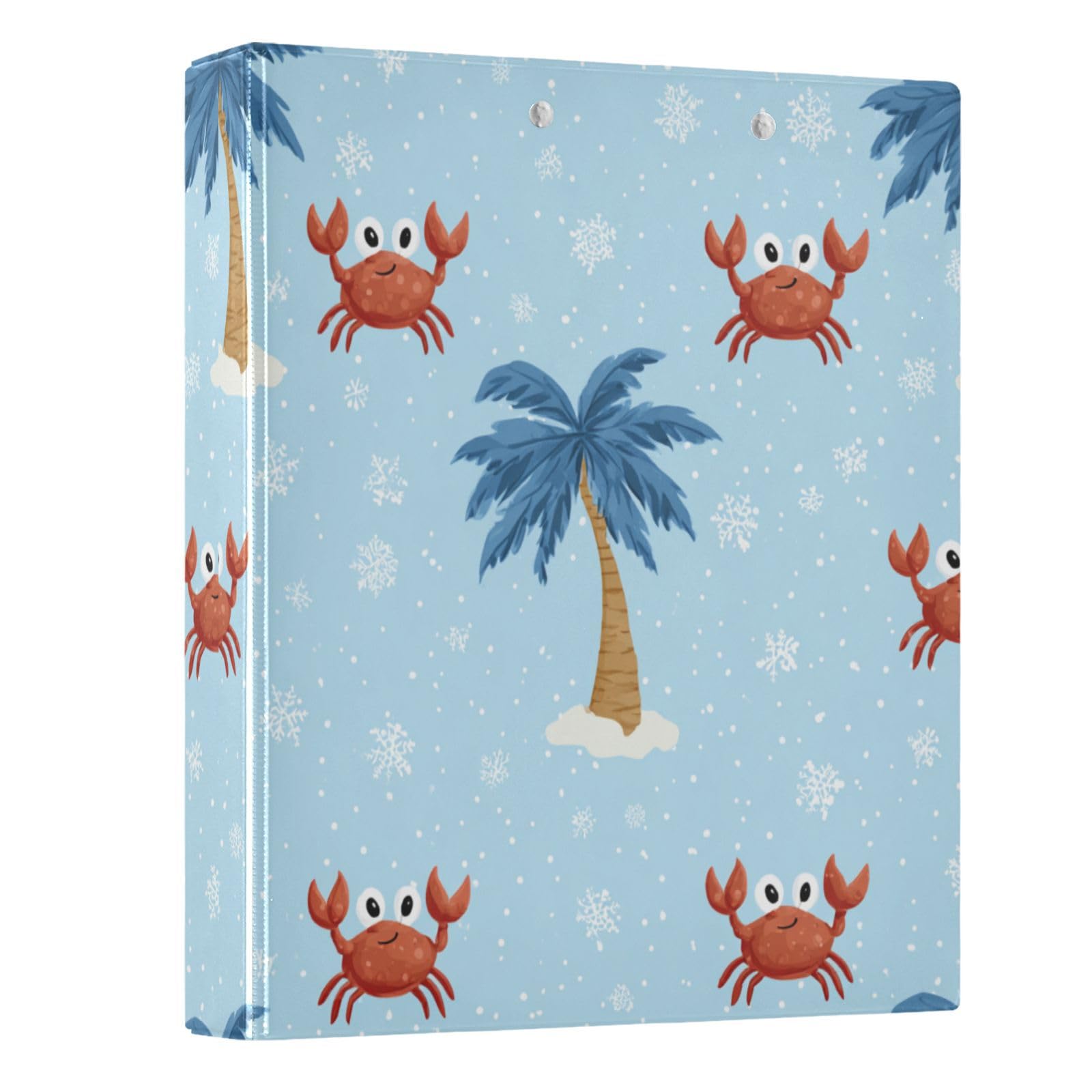 Kcldeci Raccoglitore a 3 anelli con copertina rigida per carta formato lettera, palma granchio, anelli rotondi da 3,8 cm, organizer per scuola/ufficio, confezione da 2