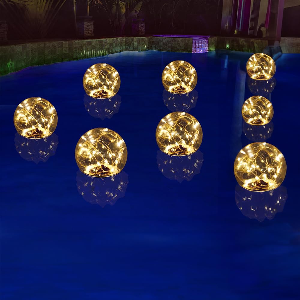 Lampe Solaire LED Flottante pour Piscine et Jardin, Décoration Lumineuse avec 3 Modes, Allumage Automatique Jour/Nuit, Étanche IP68 (8, white)
