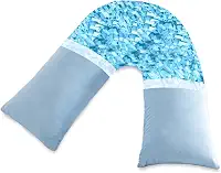 Almofada em V de espuma viscoelástica desfiada, travesseiro em V para dor no pescoço e no ombro, travesseiro de suporte de pescoço para dormir, travesseiro de corpo, travesseiro em forma de V para