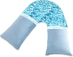 Almofada em V de espuma viscoelástica desfiada, travesseiro em V para dor no pescoço e no ombro, travesseiro de suporte de pescoço para dormir, travesseiro de corpo, travesseiro em forma de V para