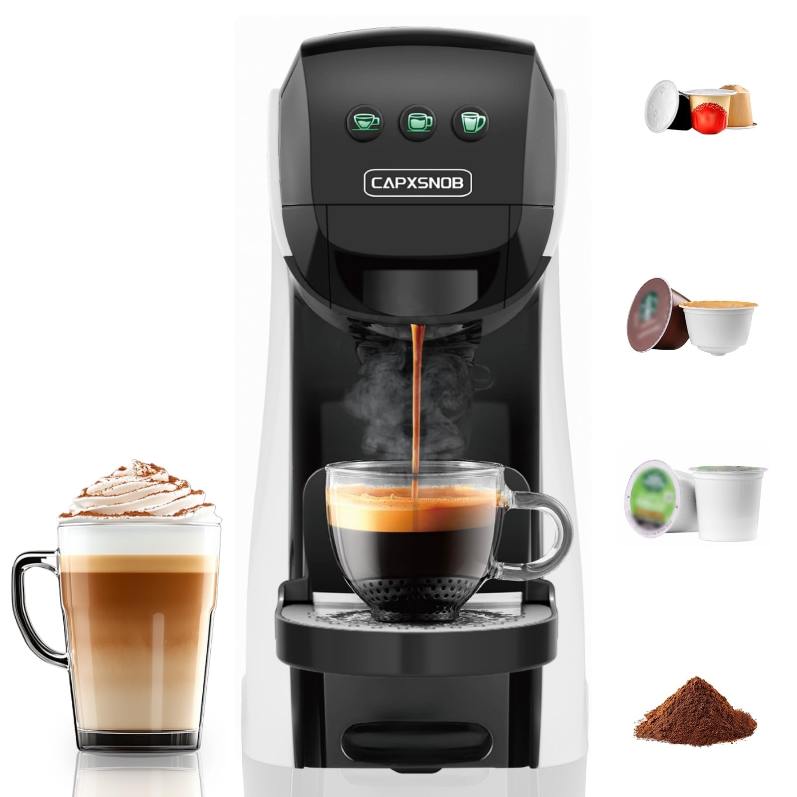 Warriors1 Coffee Maker for Keurig K Cup, Espresso Machine for Nespresso Original, Dolce Gusto Coffee Pods, Ground Coffee, Coffee Machine for Cappuccino & Latte, Programmable, 20 Bar, 28 oz Reservoir