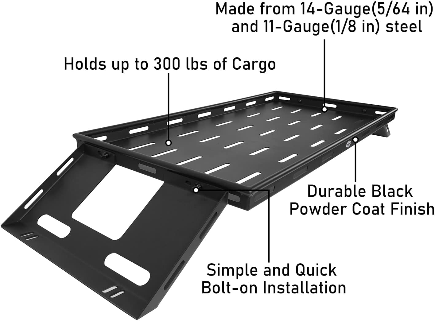 Hooke Road Rear Trunk Cargo Rack Basket Tray for 2007-2026 Jeep Wrangler JK JL 4-Door Hardtops, Sturdy Steel Shelf for Camping Trip Gear - Image 8