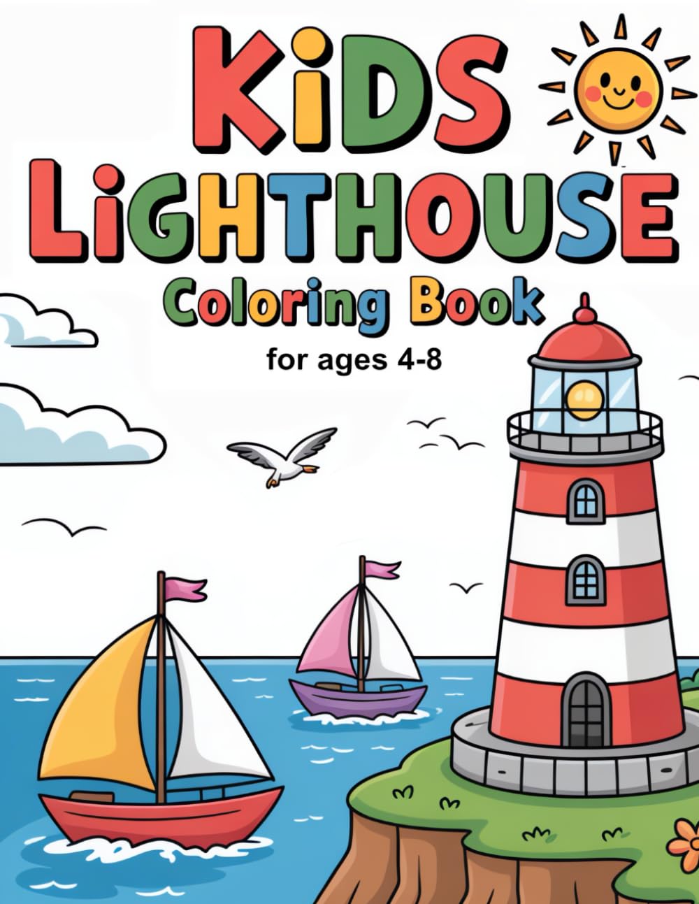 Kids Lighthouse Coloring Book for Ages 4-8