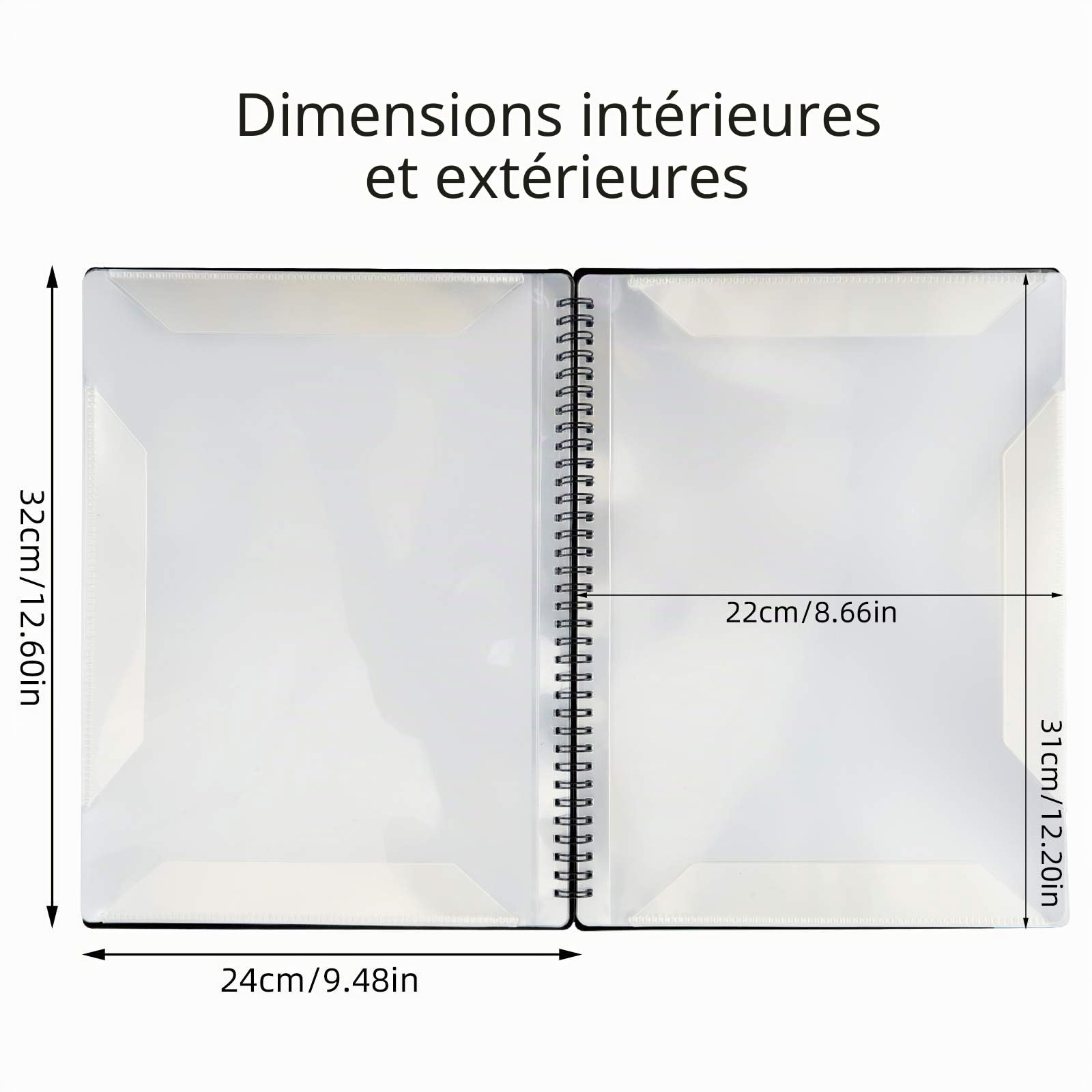 Irich Chemises pour partitions, Classeur Partition Musique, Classeur A4 Musique en plastique(30 compartiments 60 pochettes, 32 * 24CM, Noir)