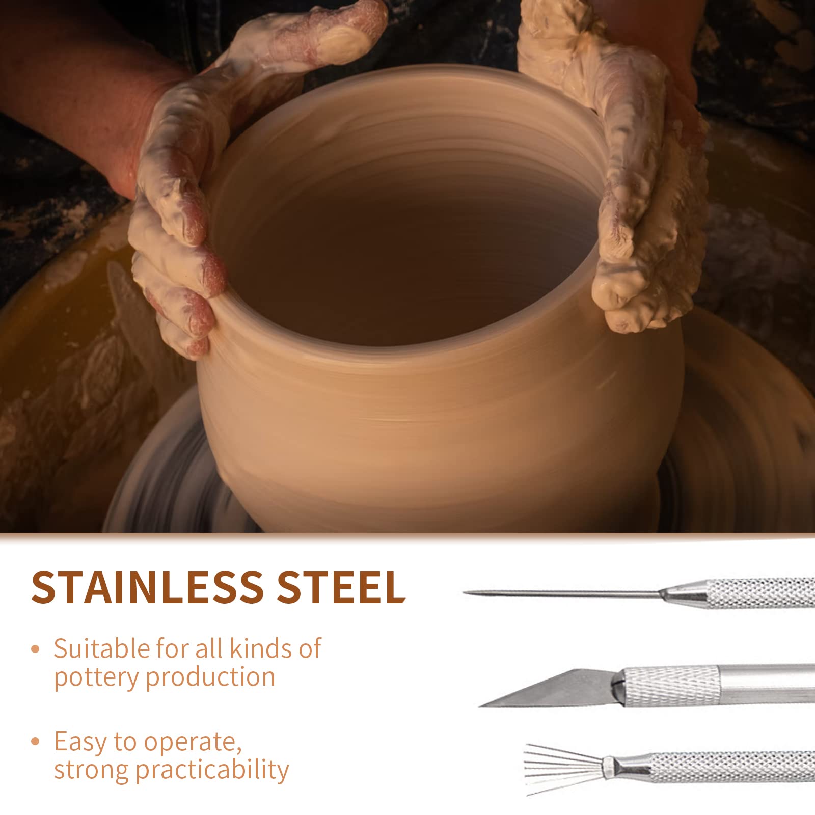 3Pcs Clay Ceramic Needle Tools Pottery Craft Tools Sculpture Feather Pin, Carving Knife and Needle Detail Tools for Pottery Modeling, Carving, Detail Processing