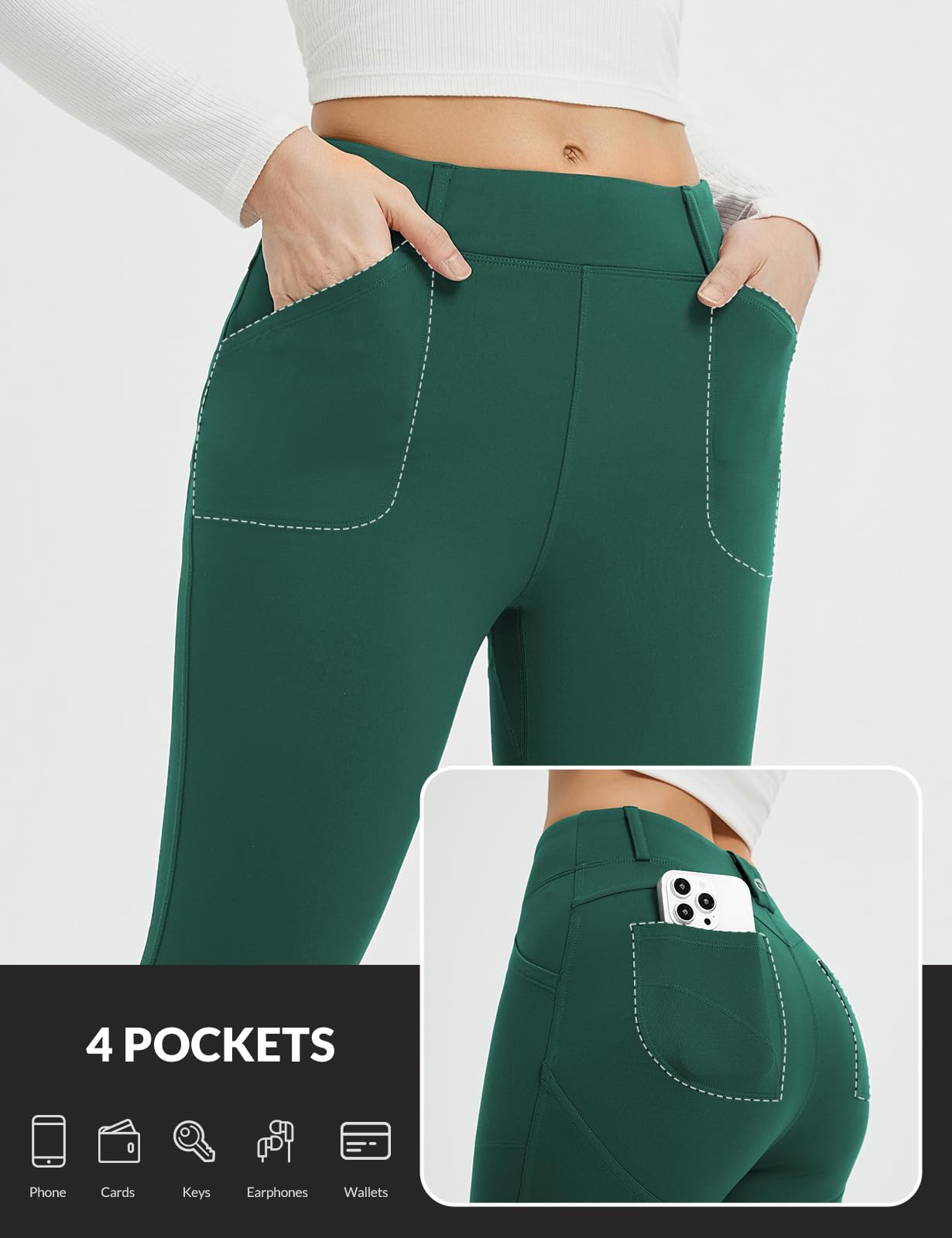 baleaf Legging croisé doublé en polaire avec poches pour femme - Collants d'hiver chauds et croisés - Pantalon de yoga taille haute