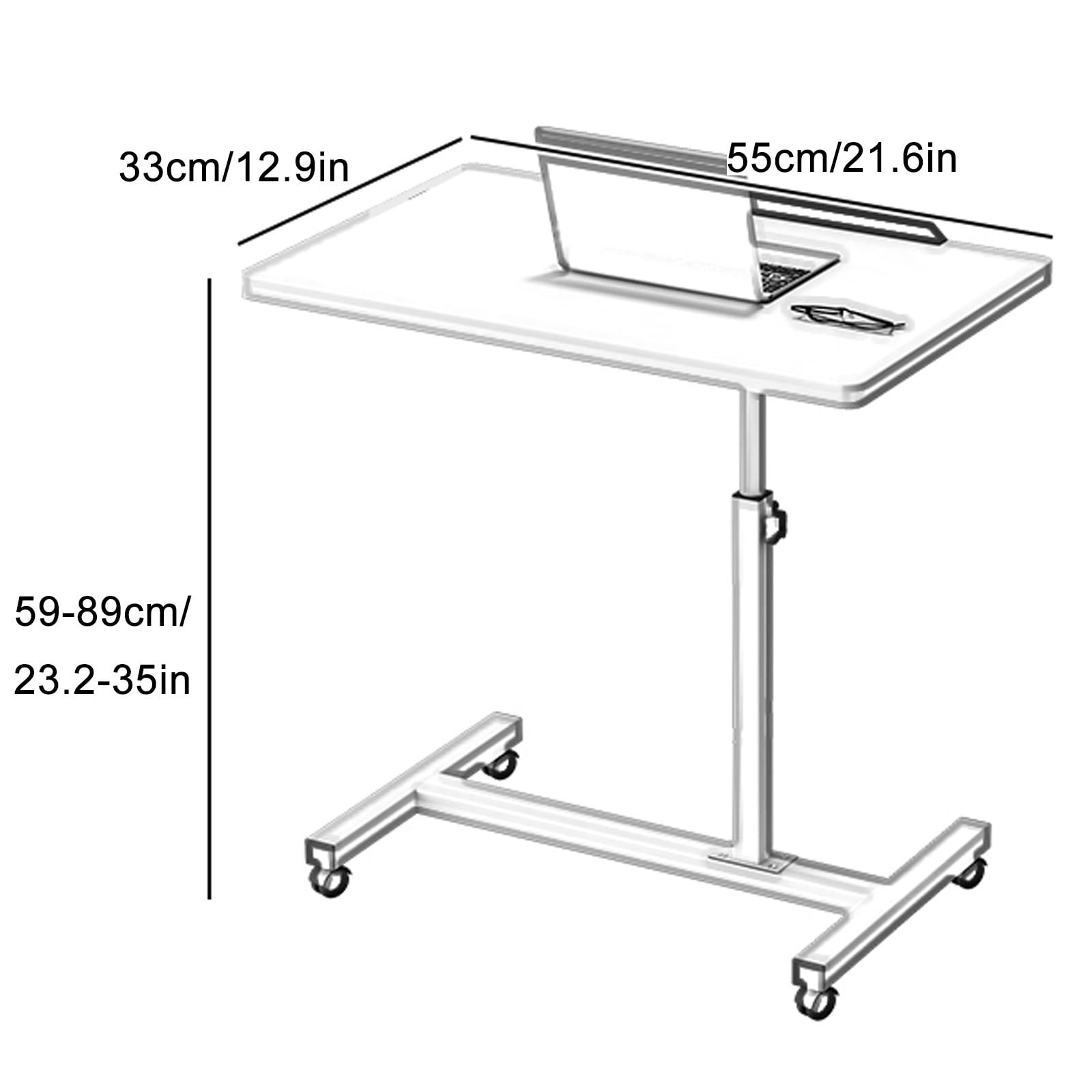 Tavolo Camper, Tavolo da Campeggio Pieghevole, Postazione di Lavoro per Computer da Scrivania per Camper, Altezza Regolabile(White)