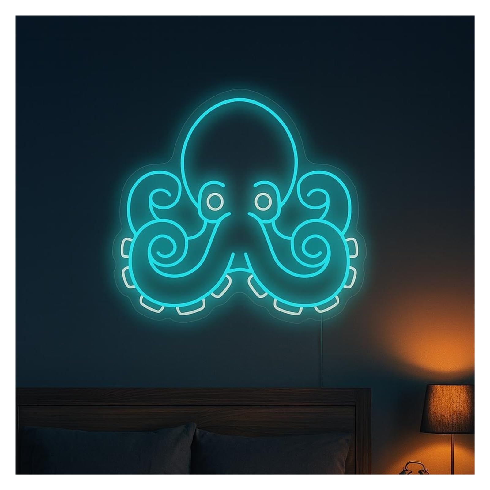 SHOUXI Sign Lamp Octopus Neon Sign, Suitable for Bedroom Home Wall Decor with Dimmable 55cm