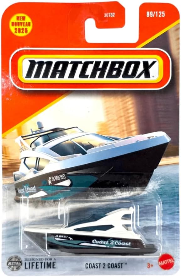 Matchbox Coast 2 Coast Boat [White], 89/125, 1:64 Scale Diecast Vehicle