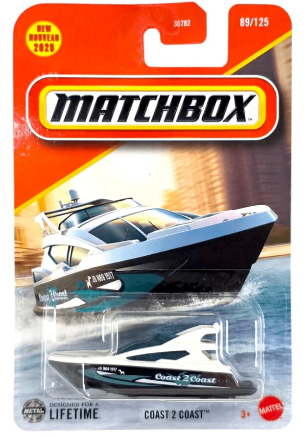 Matchbox Coast 2 Coast Barco 1:64 Diecast Blanco miniatura 1