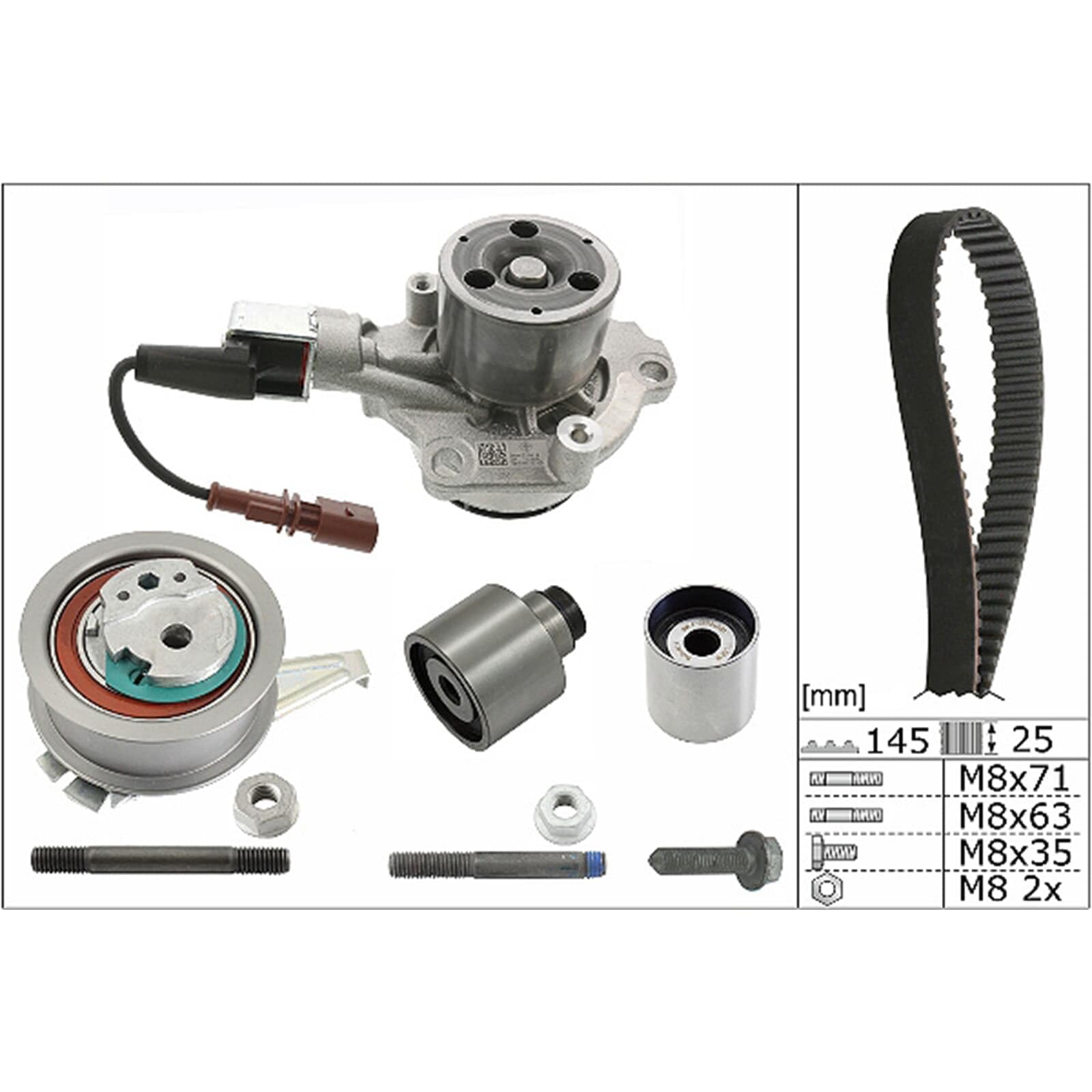 INA 530 0699 30 Kit cinghia distribuzione pompa acqua 29 mm Compatibilità con VW Golf 7 Hatchback 5G1, BQ1, BE1, BE2 T-Roc A11 TIGUAN AD1, AUDI A3 Sportback 8VA, 8VF, SEAT Leon Hatchback 5F1
