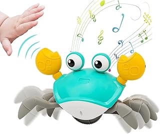Crawling Crab Baby Toy with Music and Lights Automatically Avoid Obstacles, Walking Crab Toy