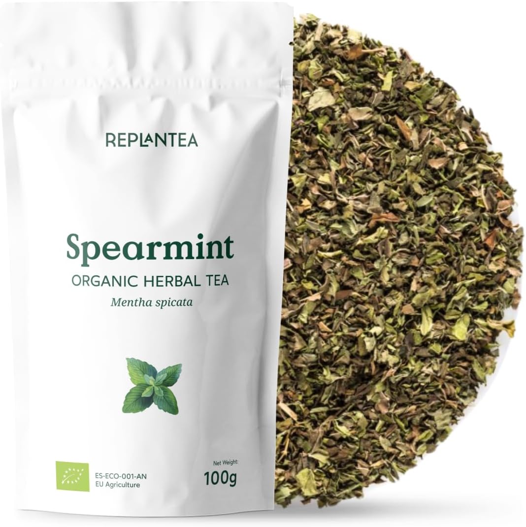 Spearmint Tea Organic 100g (50 Cups) | 100% Pure Spearmint Leaf | Morrocan Mint, Nana Mint, Mentha spicata REPLANTEA