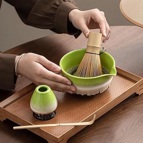 Miniatura 7 de Juego de batidor de matcha con cuenco, tamiz y soporte, 6 piezas, kit tradicional de ceremonia de té de bambú japonés para auténtica preparación de
