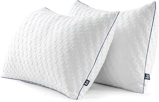 BedStroy - Paquete de 2 almohadas de espuma viscoelástica triturada, hipoalergénicas, estilo hotel, relleno de microfibra ultrasuave ajustable, lavable a máquina (40 x 70 cm)