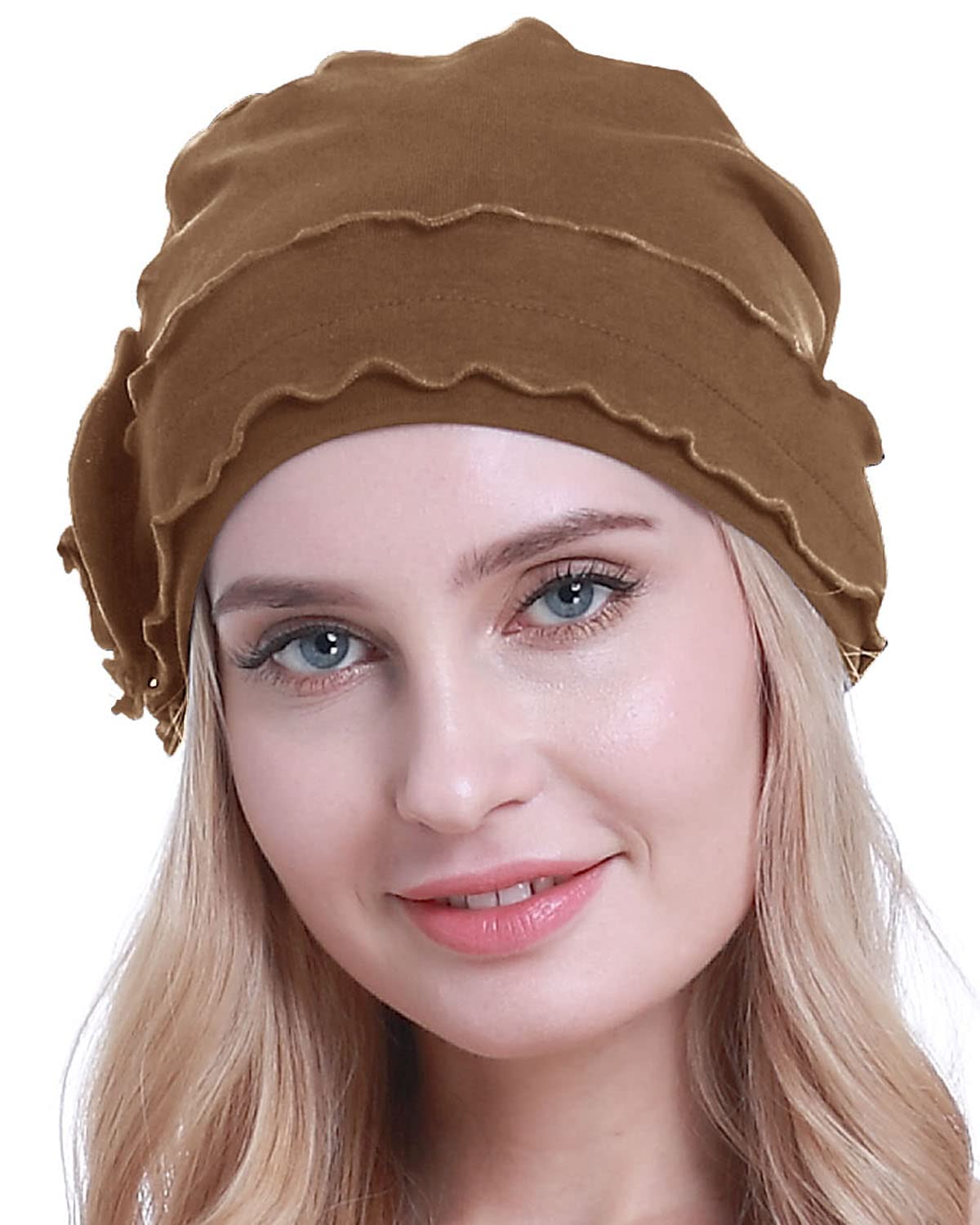 Osvyo Women's Cotton Deep Apricot Chemo Headwear Turban Cap For - Cancer Beanie Hair Loss Sealed Packaging Deep Apricot