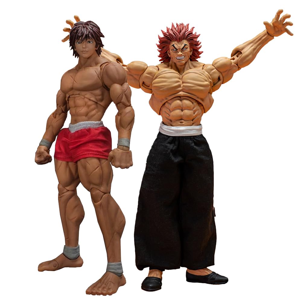 QAHEART 2pcs Hanma Figures Hanma Yujiro Action Figure Yujiro Hanma Fighting Model Statue Ultra-Movable with Changeable Parts Ornaments